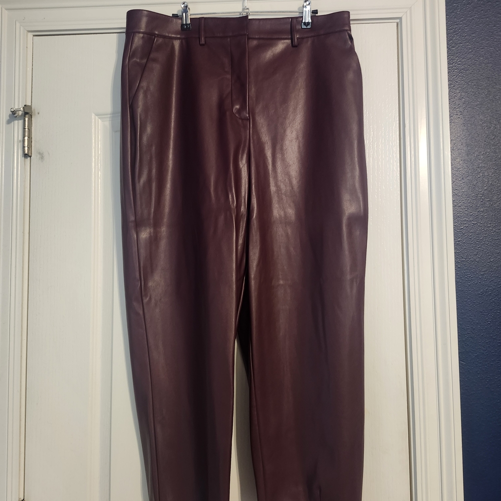 Chic Burgundy Pleather Women's Pants NWT